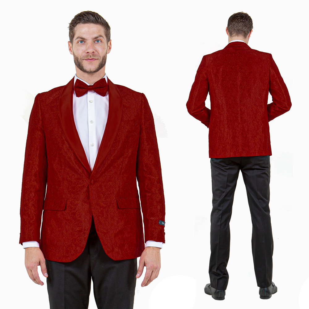 Tazzio Paisley Blazer Only Slim Fit Mens Jacket, Burgundy